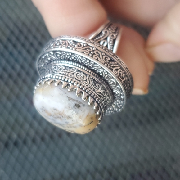 New Dendritic Opal 925 Silver Statement Ring. - Picture 15 of 16
